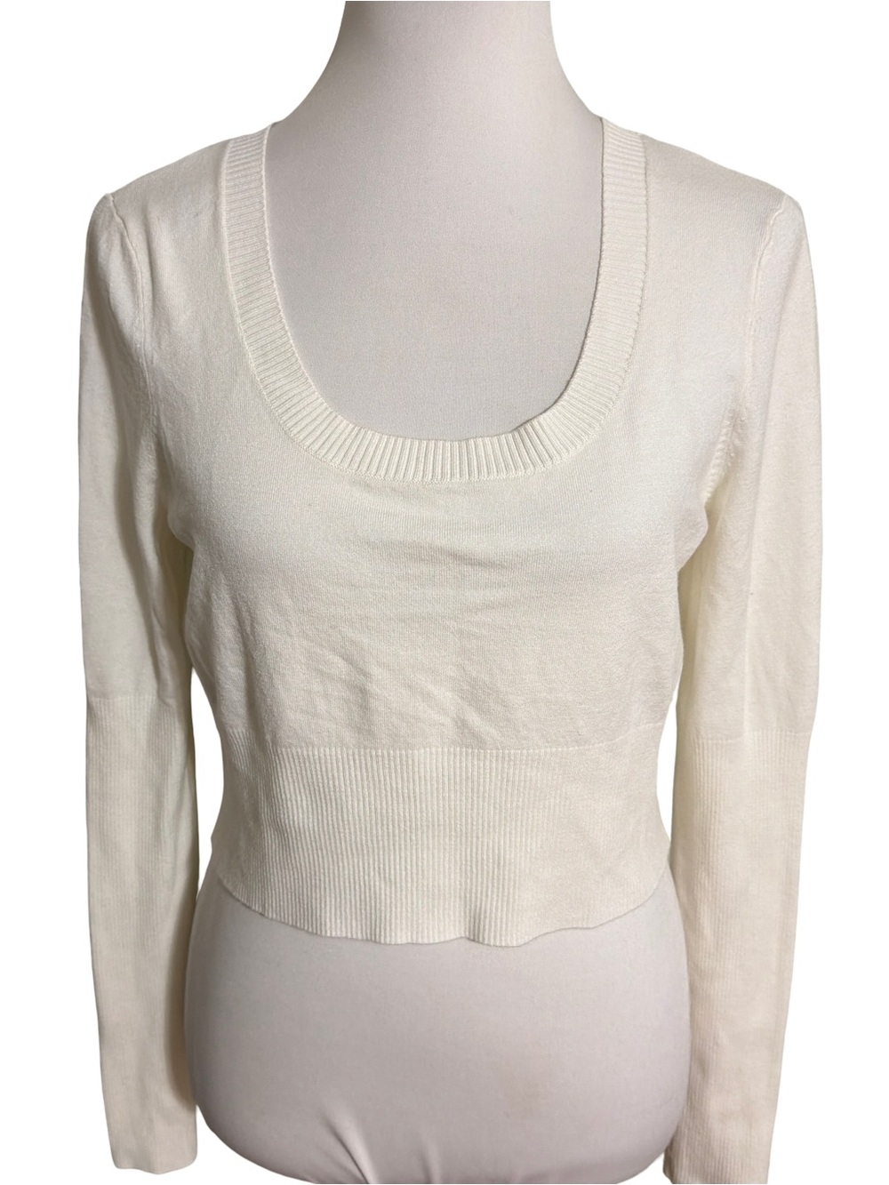 PacSun Cream Scoop Neck Long Sleeve Sweater